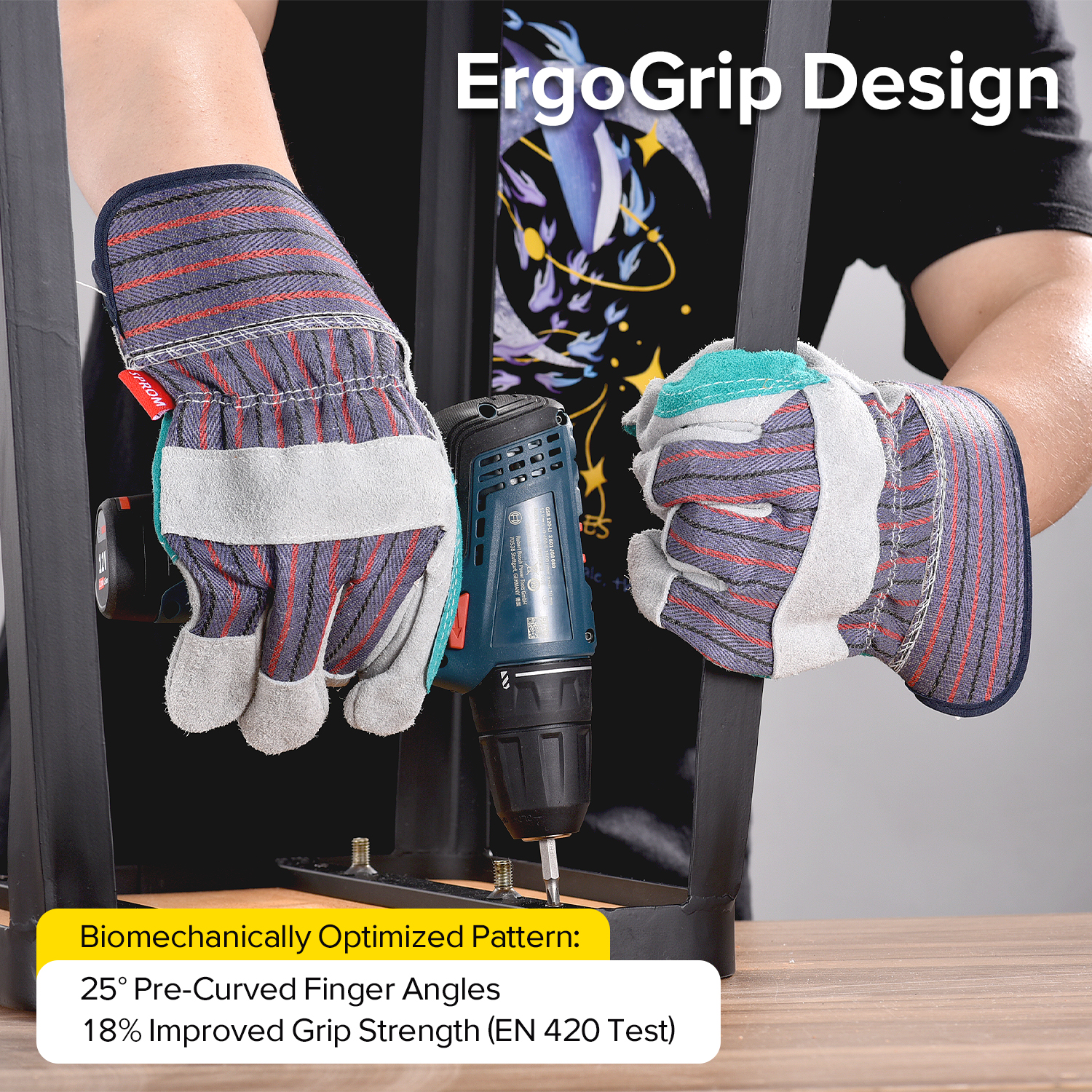 Anti-cut Glove with Cowhide Palm Leather Impact Gloves FL-1015 Blue