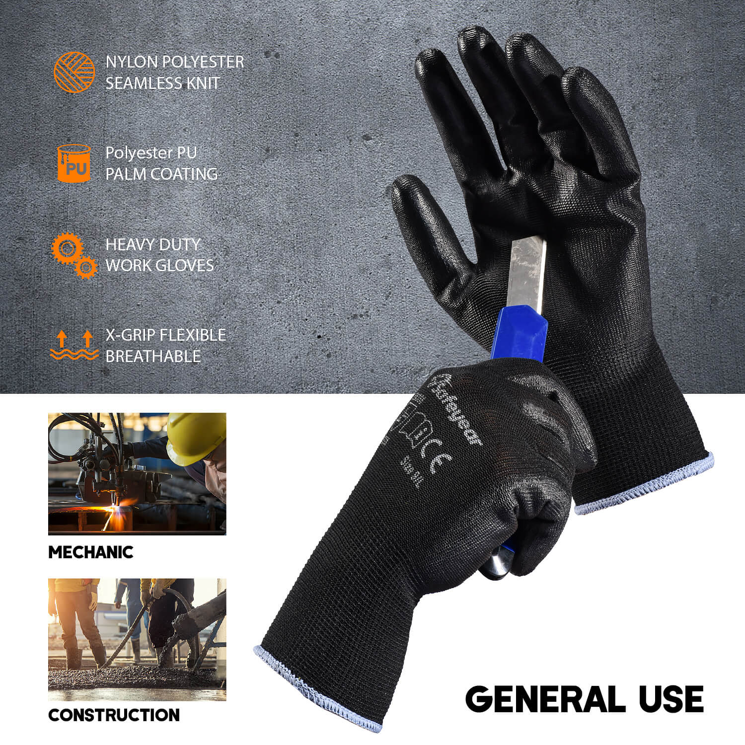 Ready Stock PU Safety Work Gloves PN8003 