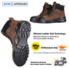 AS 2210.3 Certified Waterproof Steel Toe Mining Work Boots With Zip-Side M-8577 Brown