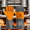  Suede Welder Glove Heat Resistant Laser Welding Gloves FL-1023 Grey & Yellow