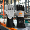 Heat Resistant Gloves For Welding Gloves Leather Cowhide FL-1023 Black & Grey