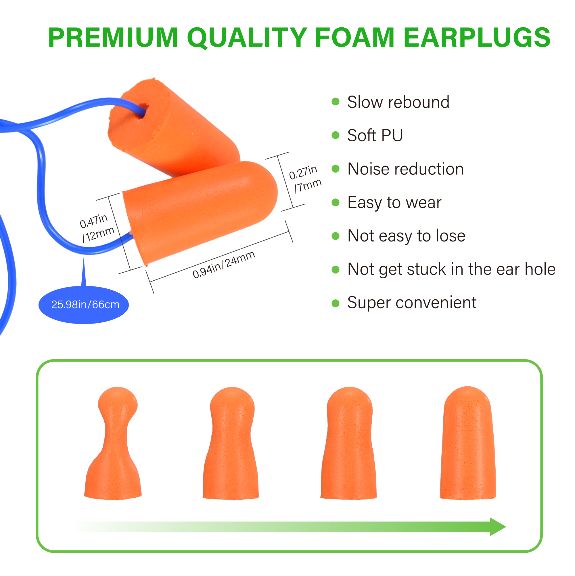 Bullet Hearing Protection Earplugs With String EC-1001A-C