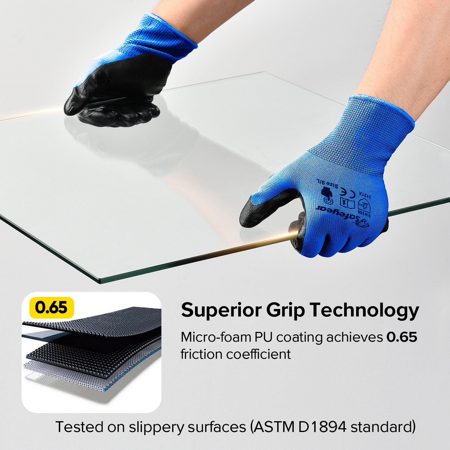 EN 388 3121X Safety Gloves for Assembly & Warehouse Handling N1552 Guarder Max Blue