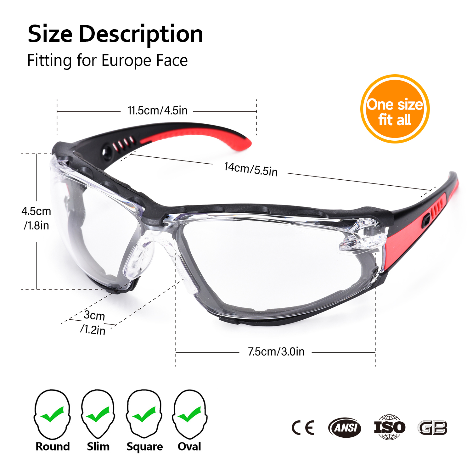 Anti-Fog Safety Glasses for Dusty Worksites Foam-Lined | ANSI Z87.1 & EN166 SG037 Red