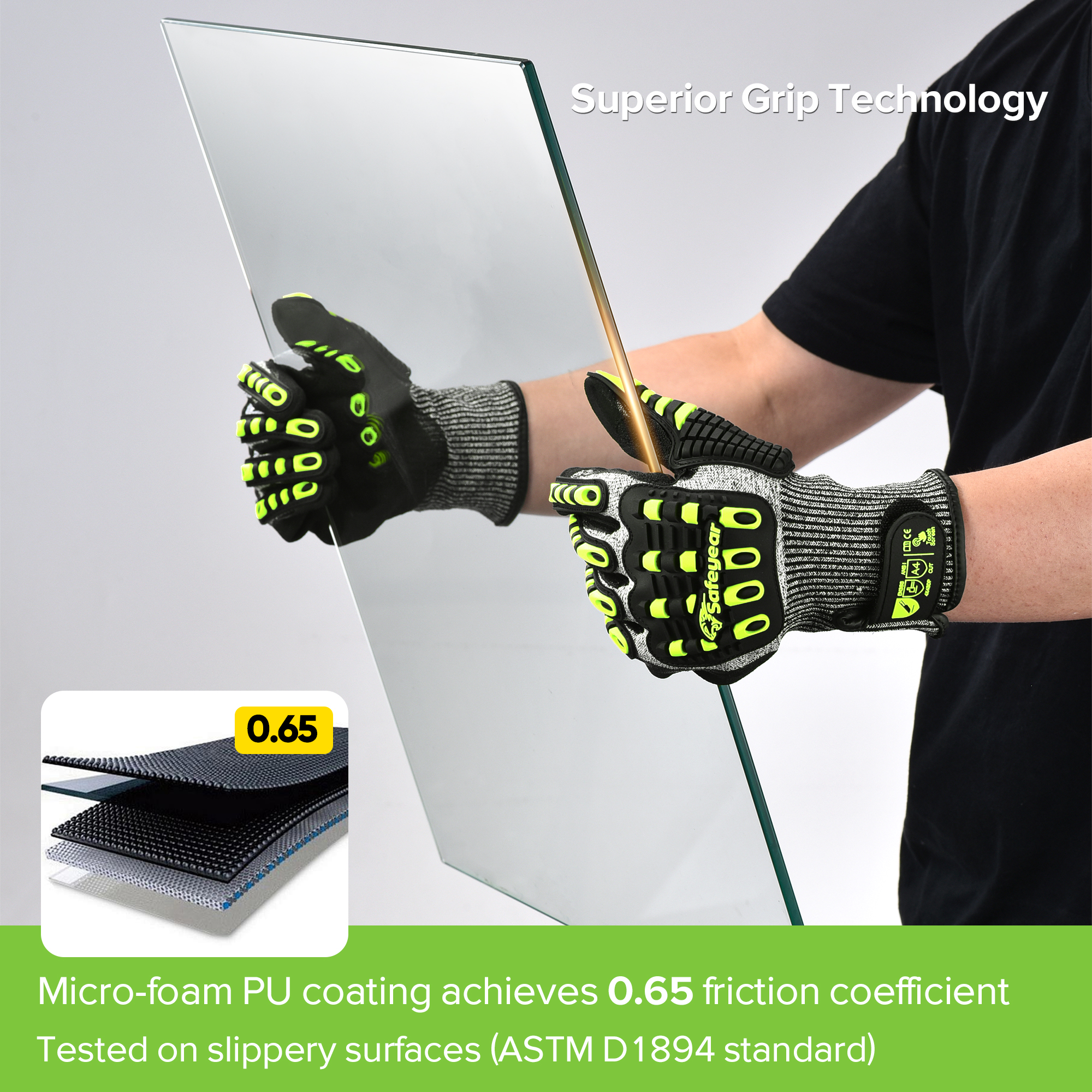 HDPE Cut Level Gloves Protective Work Gloves TPR9004 Green