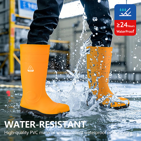 Heavy Duty Steel Toe Rain Boots W-6037 Yellow