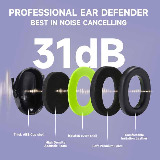 ABS Hearing Protection Ear Muffs Protective Ear Muffs Ready Stock FM-1B Green