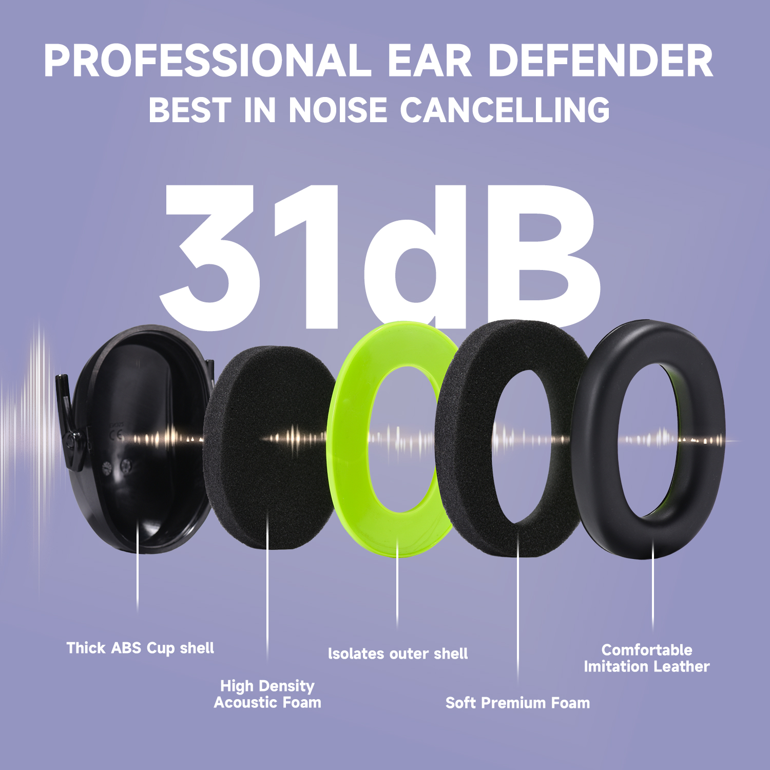 ABS Hearing Protection Ear Muffs Protective Ear Muffs Ready Stock FM-1B
