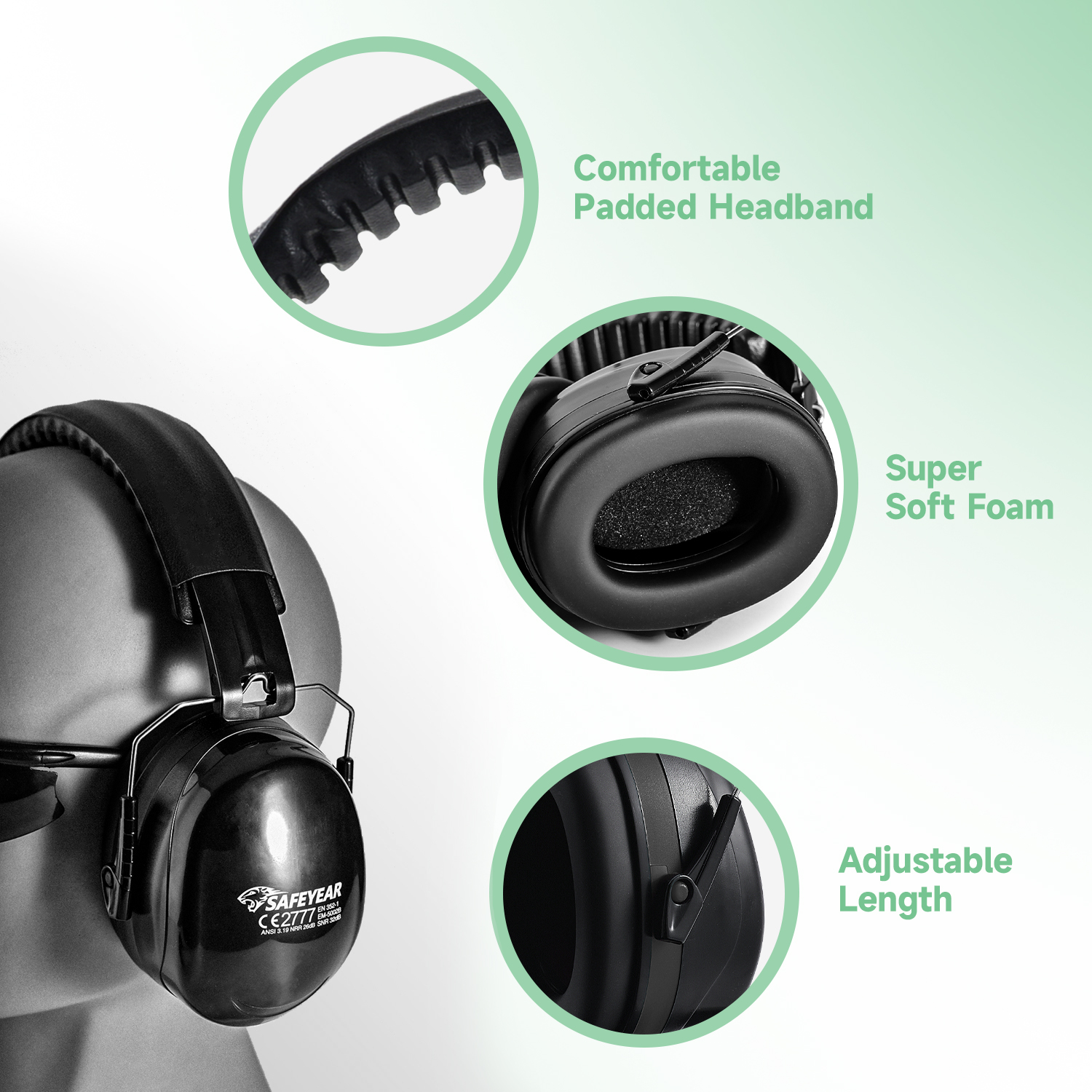 Ready Stock ABS Protective Ear Muffs EM-5002 Black