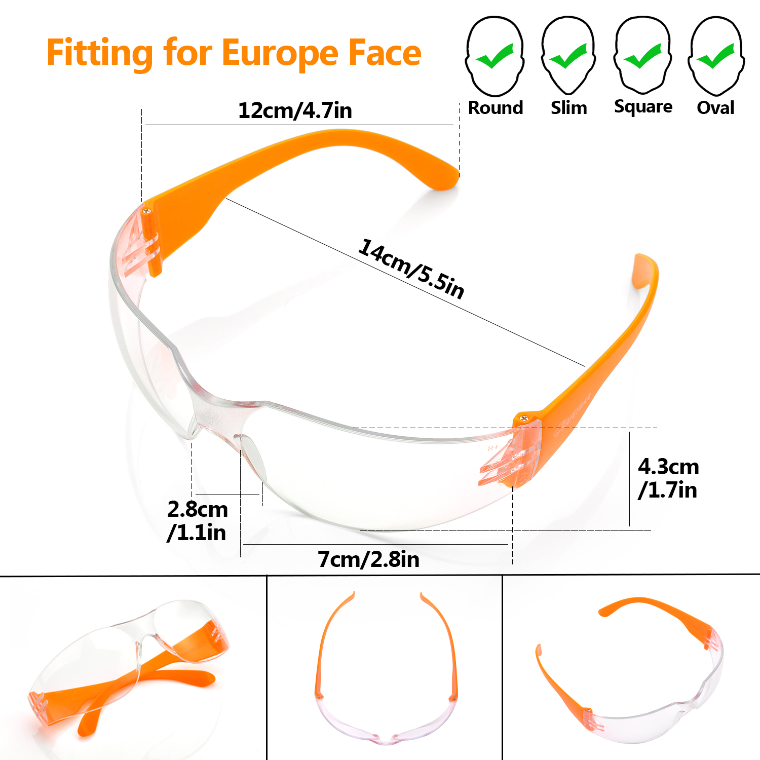 Eye Protection Safety Glasses SG001 Orange