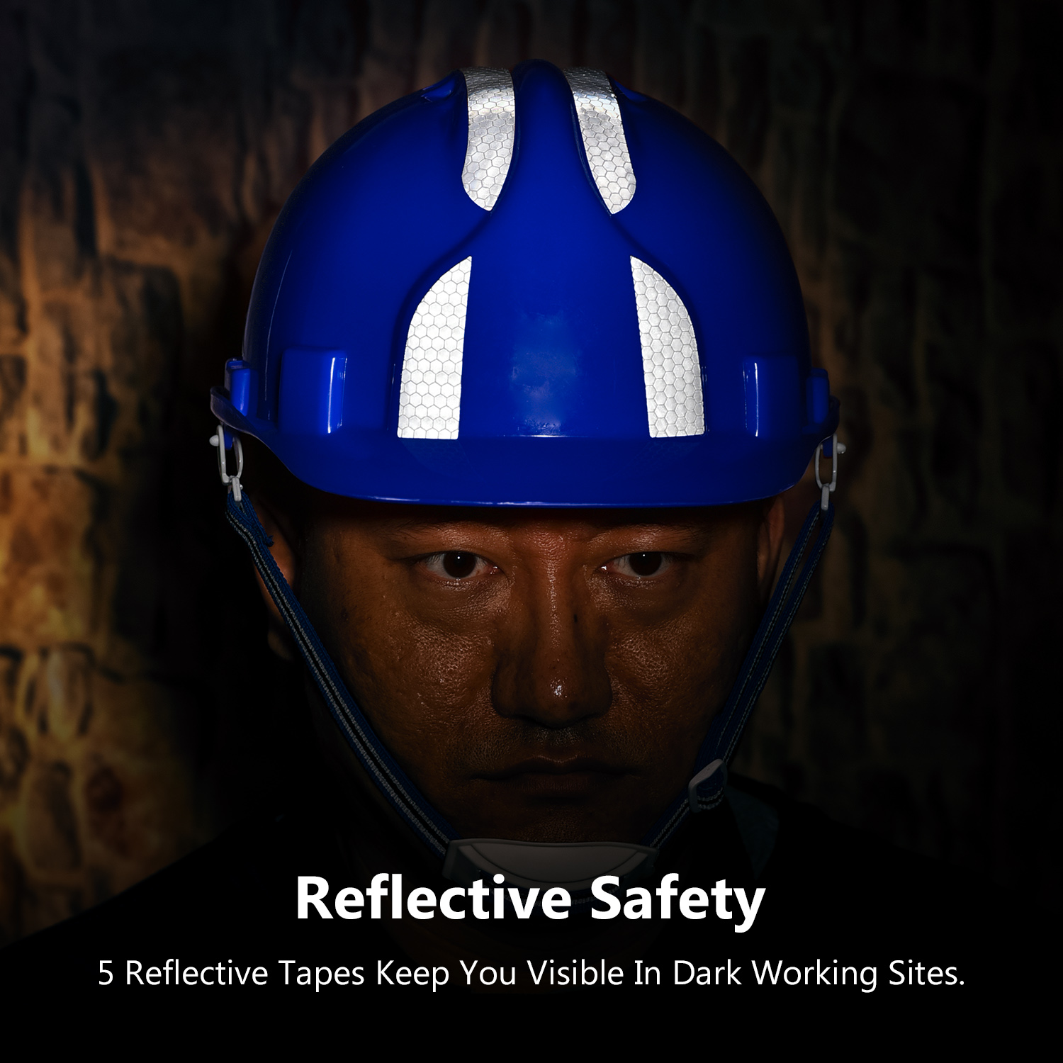 Blue Reflective Type Safety Helmet W-036 Blue