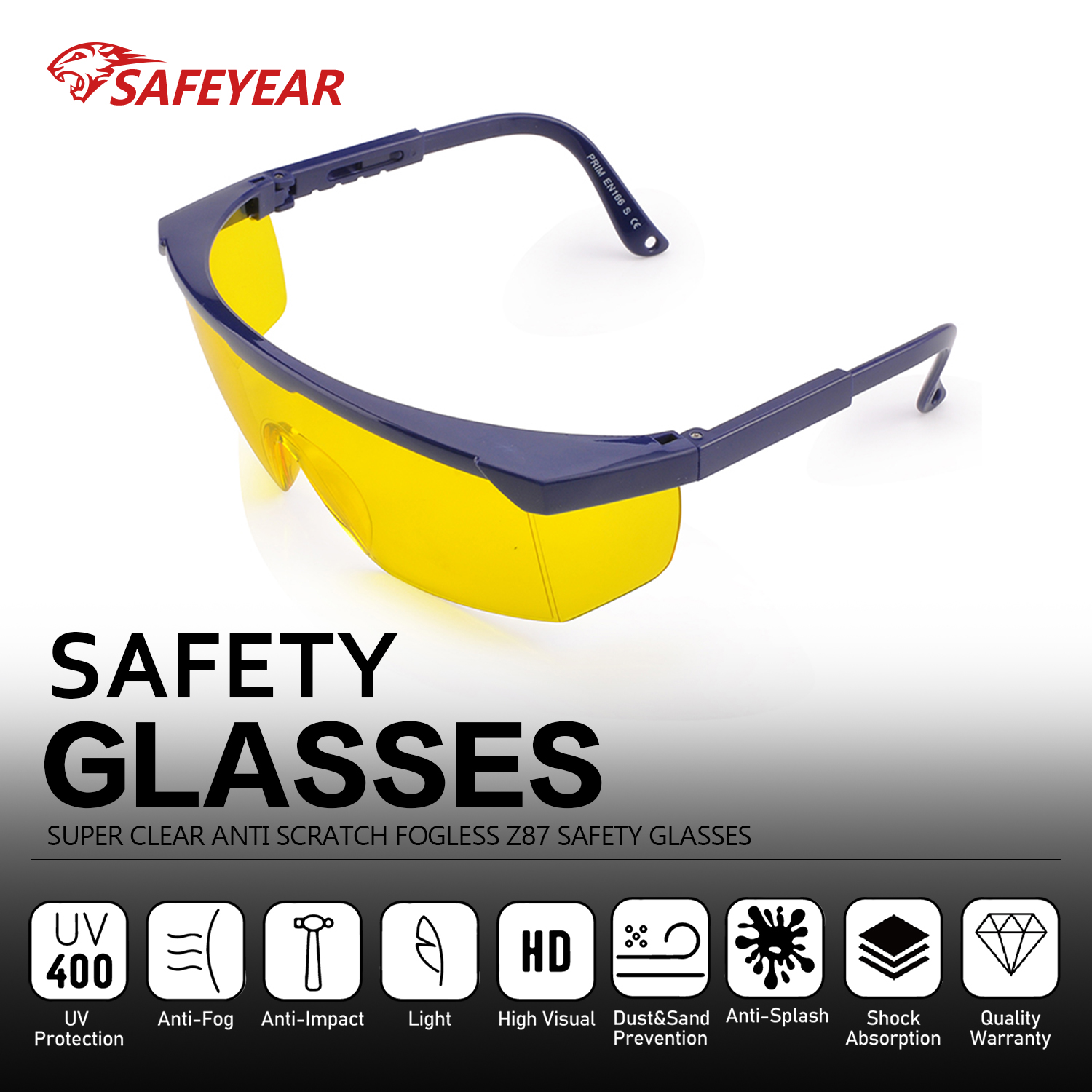 Laser Protection PC Safety Glasses KS102 Yellow