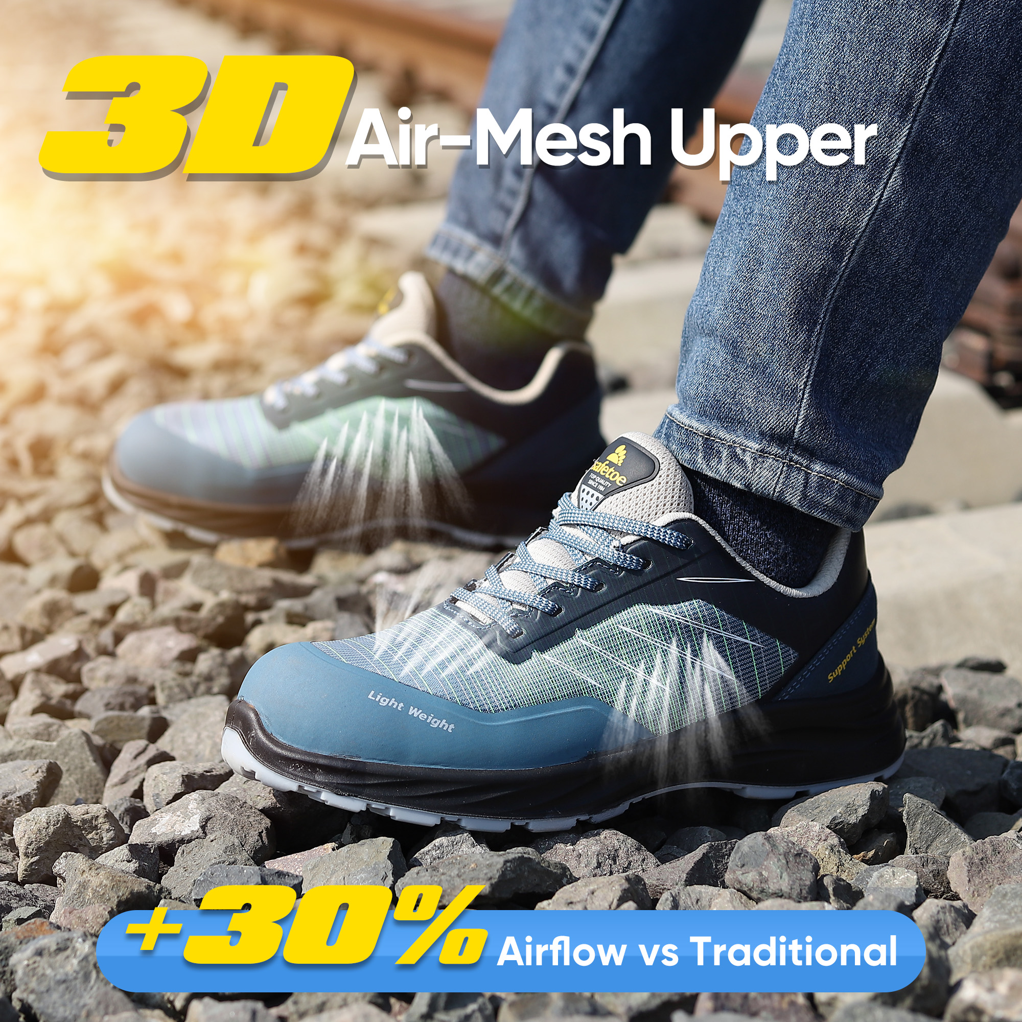 Safety Sneakers Men Shoes Work Lightweight Breathable L-7572