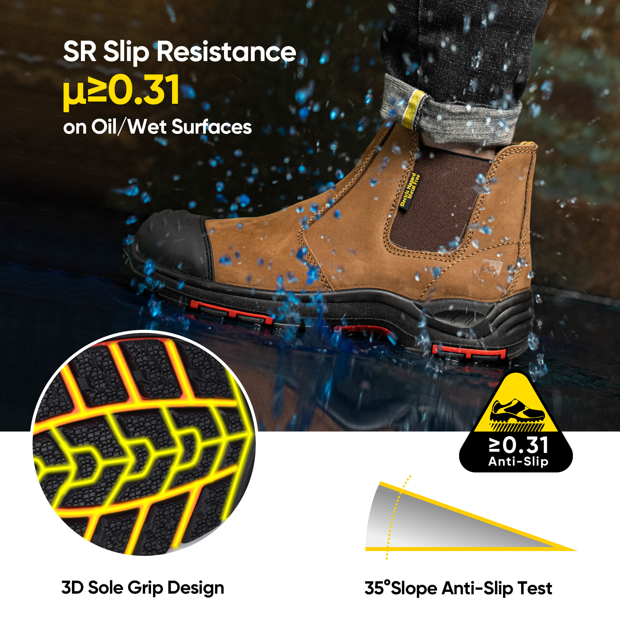 Slip on Electrical Insulation Rubber Steel Toe Insulated Work Safety Boots