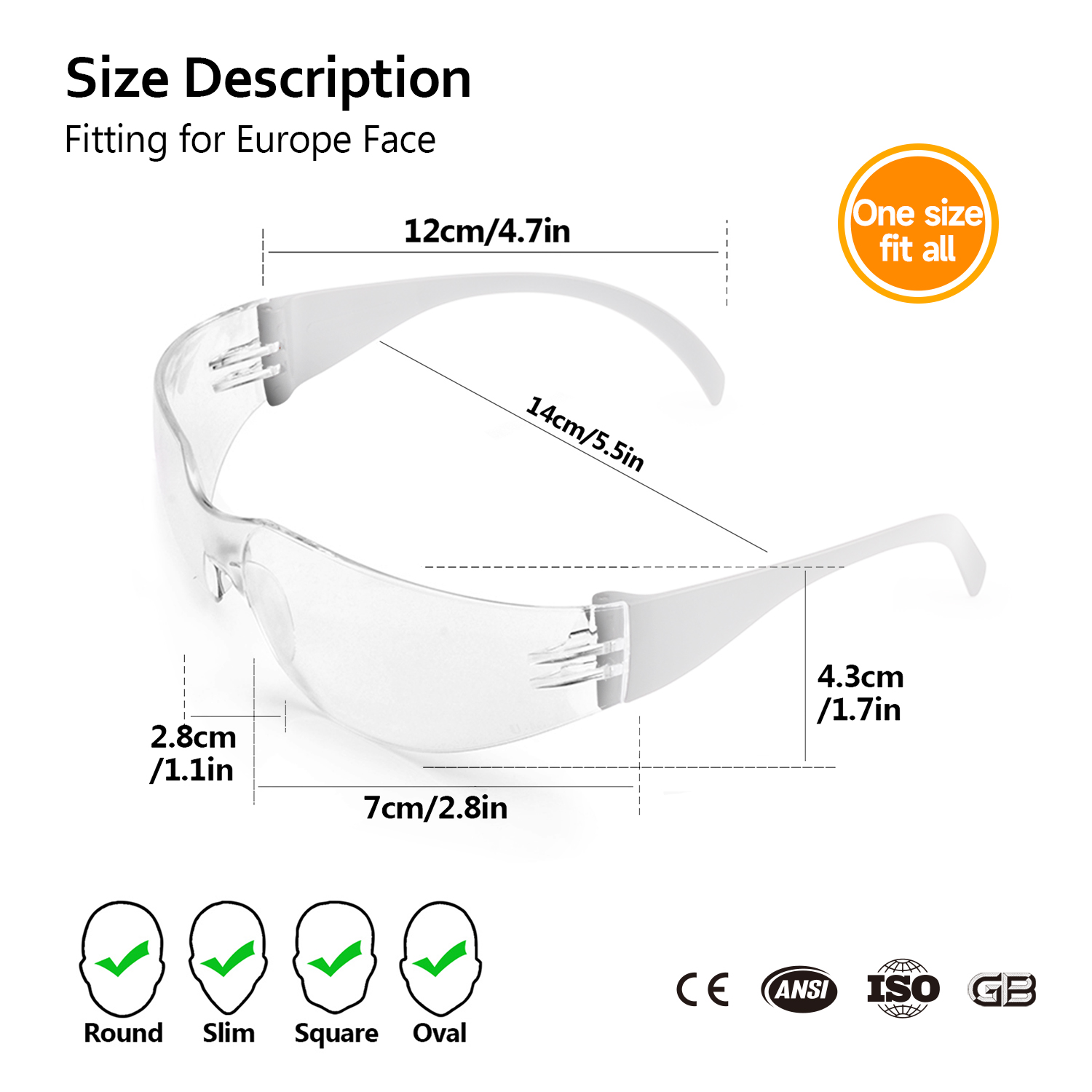 Ready Stock ANSI Z87 Approved Safety Glasses SG001