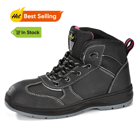 Waterproof Leather Black Safety Work Boots for Women Construction M-8516W