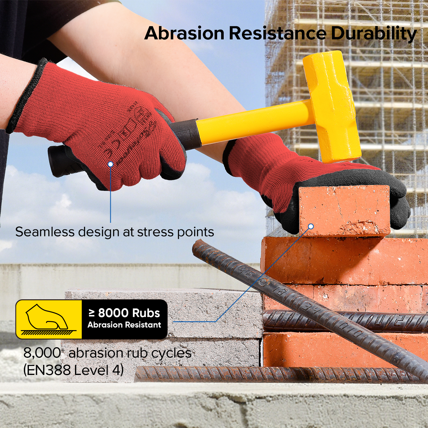 Latex Coated Safety Work Gloves LY-3013 Red