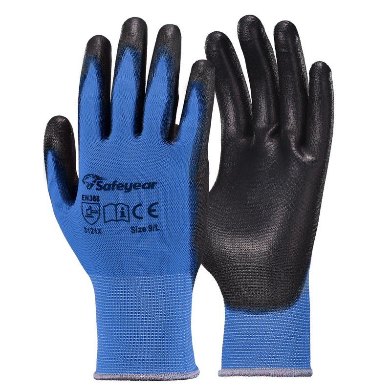 PU Coated Heavy Duty Work Gloves PN8003 Blue