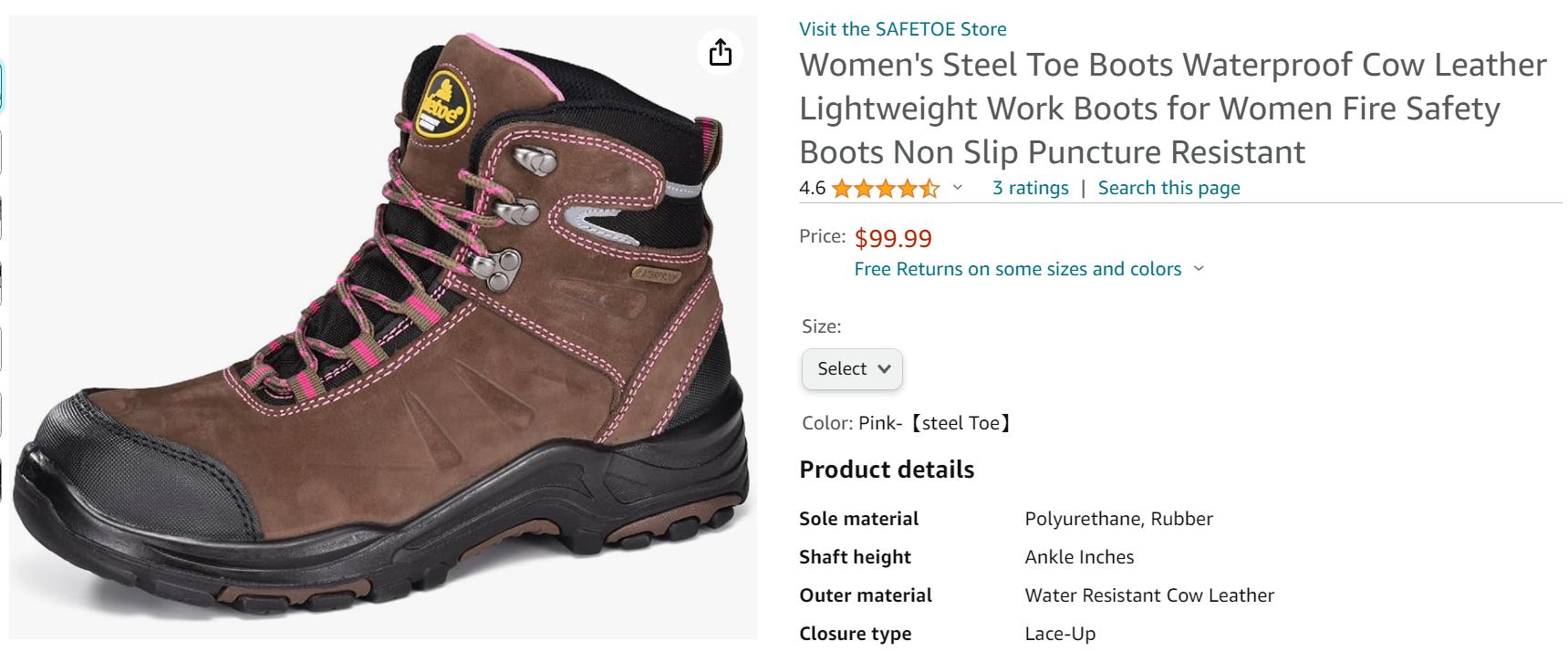 Women's Waterproof Steel Toe Work Boots - Lightweight Safety Boots With Anti-Slip & Puncture Protection