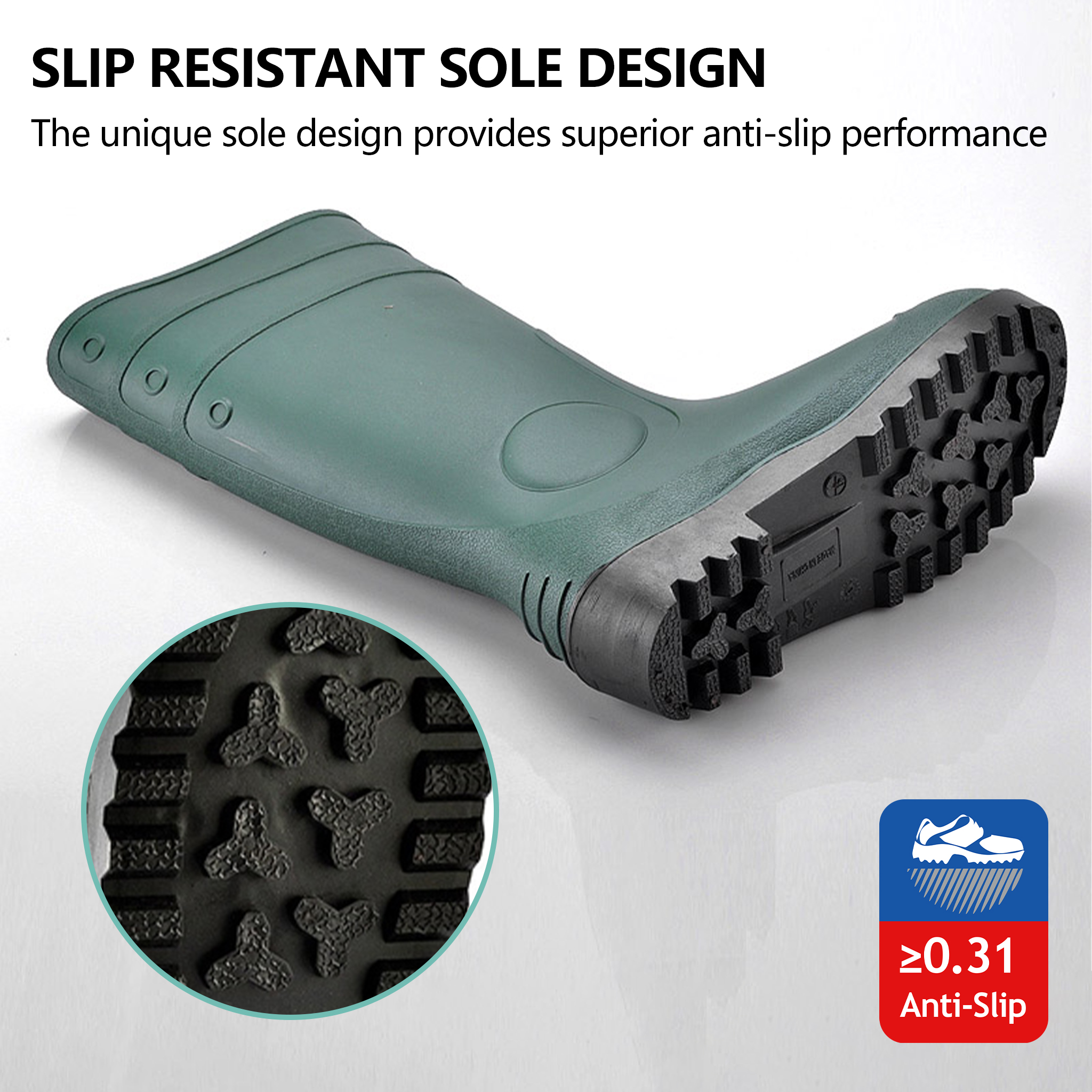 S5 Safety Wellington Boots with Steel Toe – Waterproof PVC Boots W-6037 Green AquaPioneer