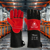  Leather Gloves Heat Resistant Welding Gloves FL-1023 Black & Red