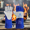 Arc Flash Protective Gloves Welding Gloves Leather Cowhide FL-1023 Blue & Grey