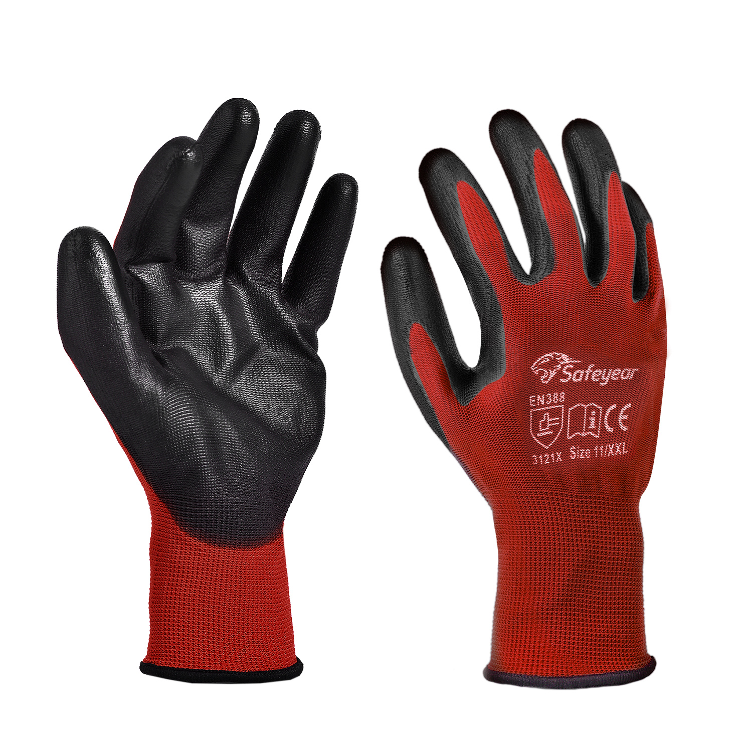 PU Coated Heavy Duty Work Gloves PN8003 Red