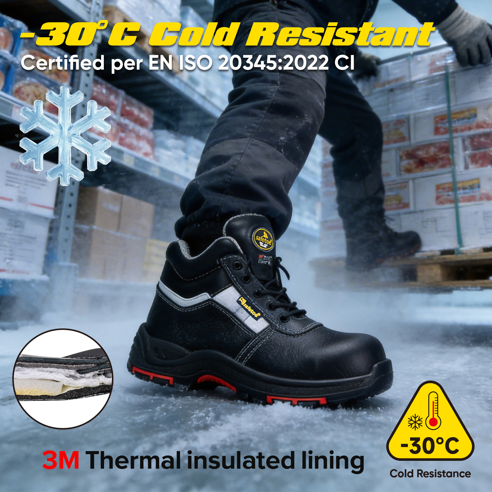 Safetoe Insulated Cold Storage Safety Boots M-8027PR ColdGuarder