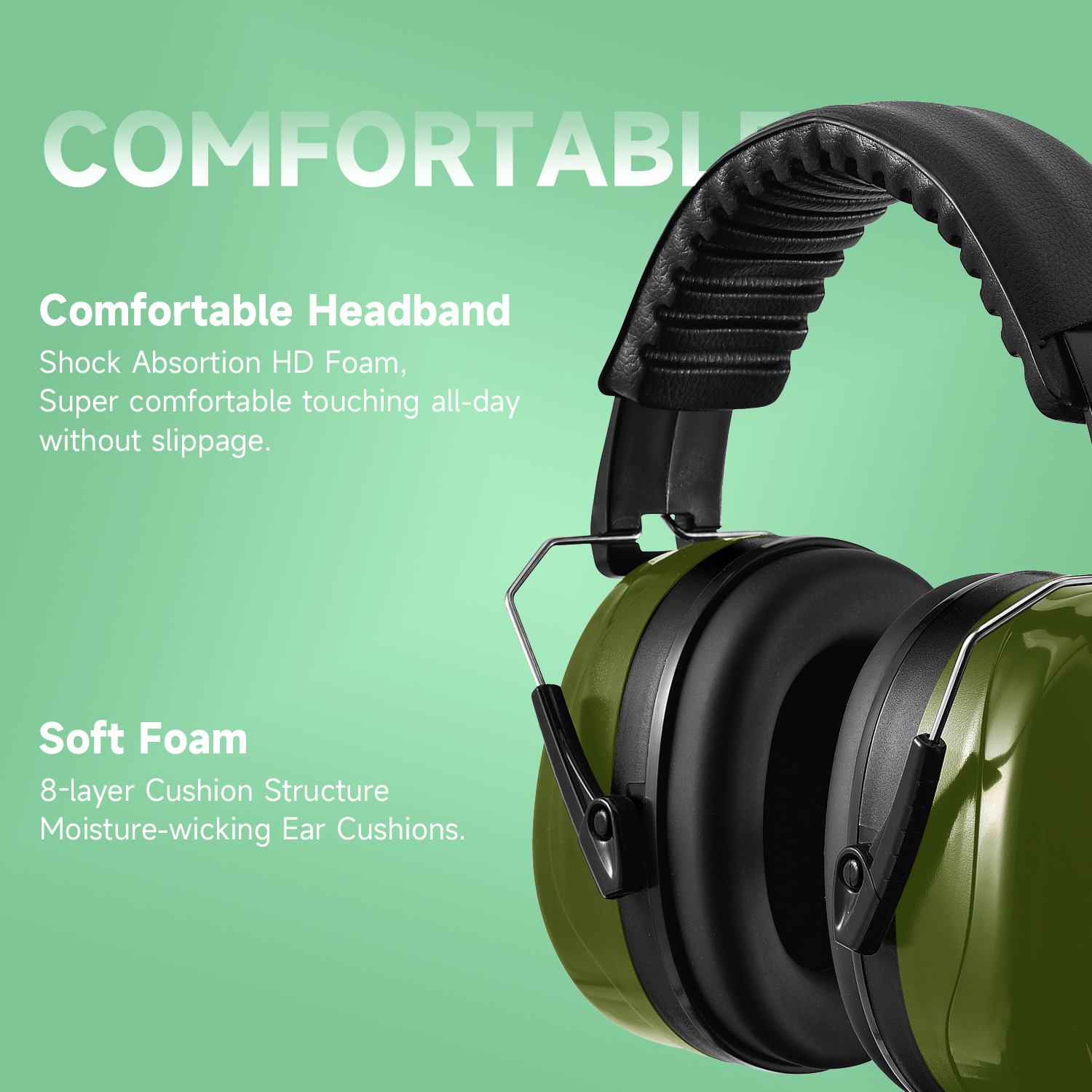Ready Stock ABS Protective Ear Muffs EM-5002 Green