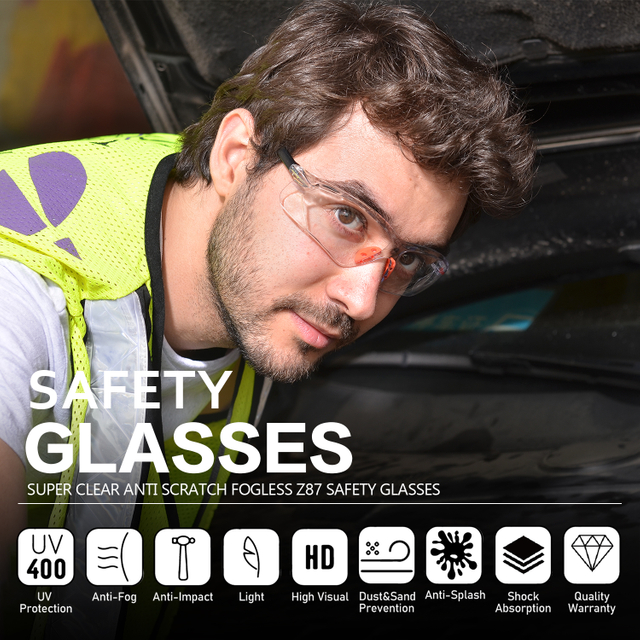 Ready Stock Clear Industrial Safety Glasses SG003OR