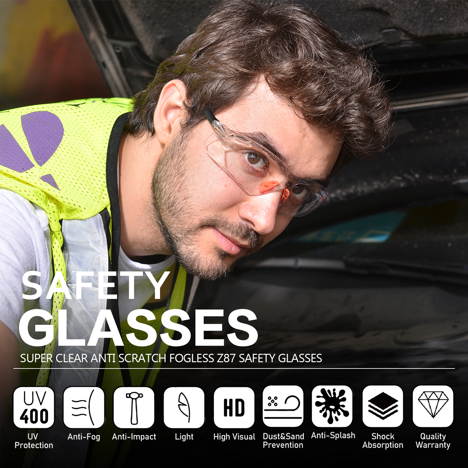 Ready Stock Clear Industrial Safety Glasses SG003OR