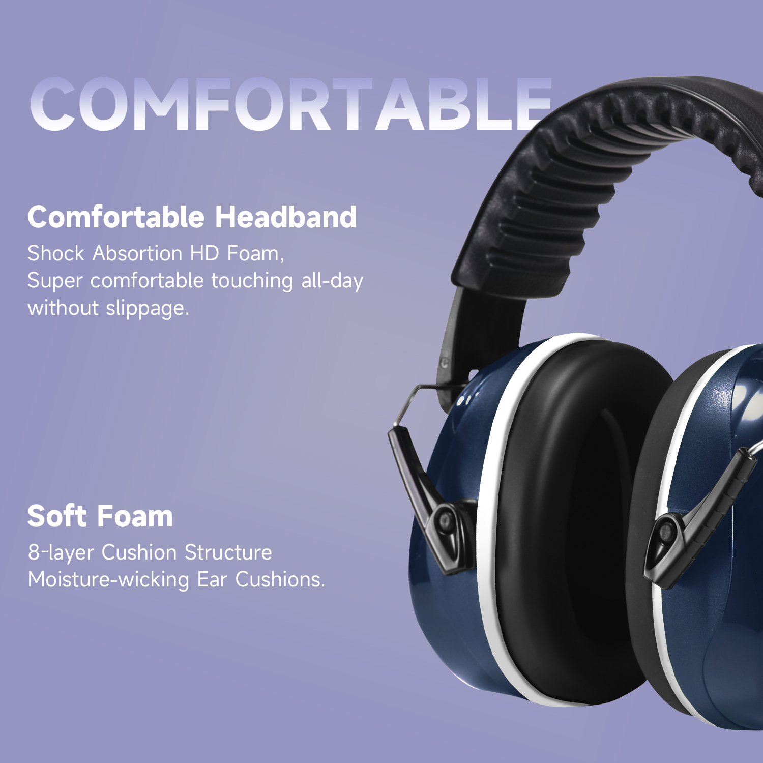 ABS Hearing Protection Ear Muffs Protective Ear Muffs Ready Stock FM-1B Blue