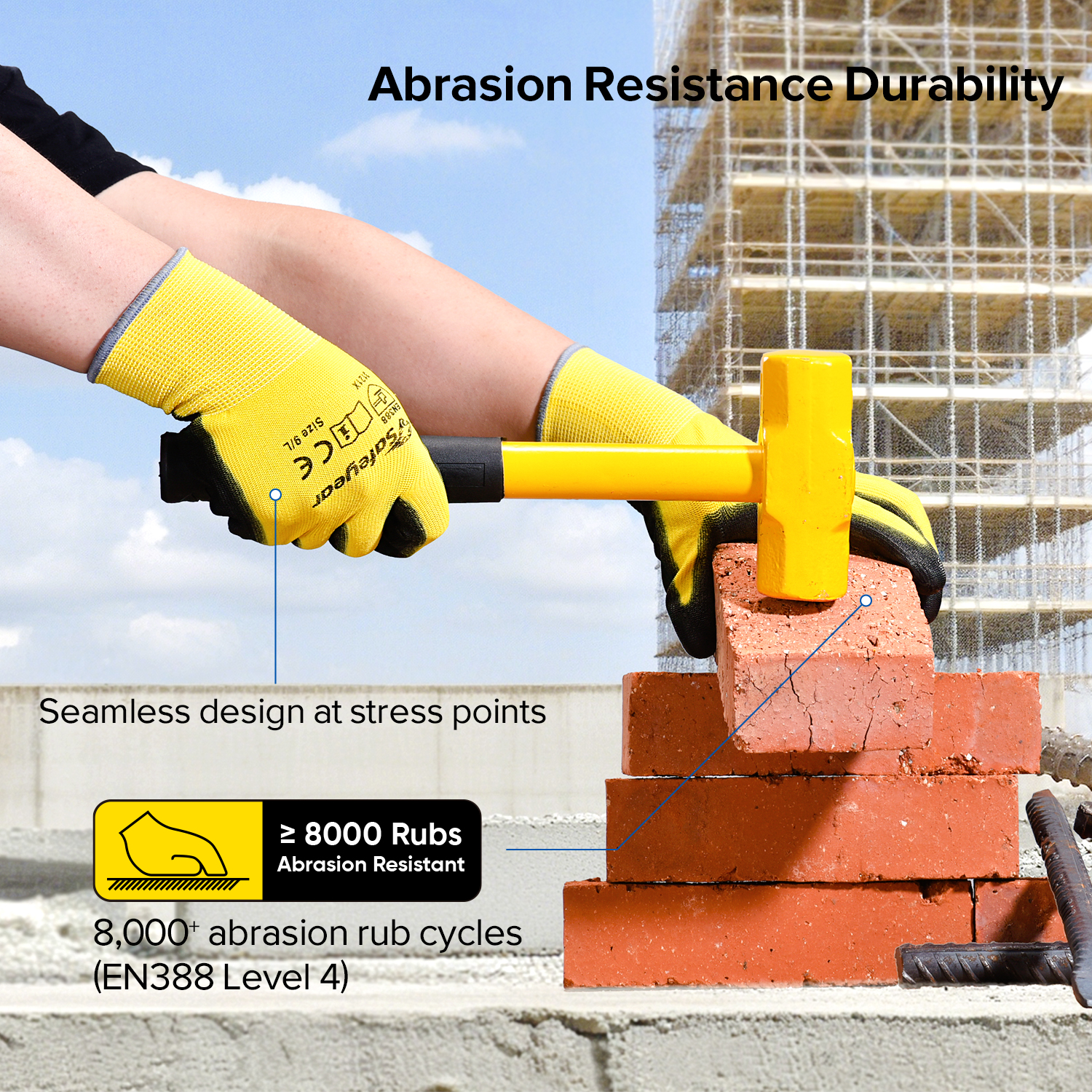 PU Coated Heavy Duty Work Gloves PN8003 Yellow