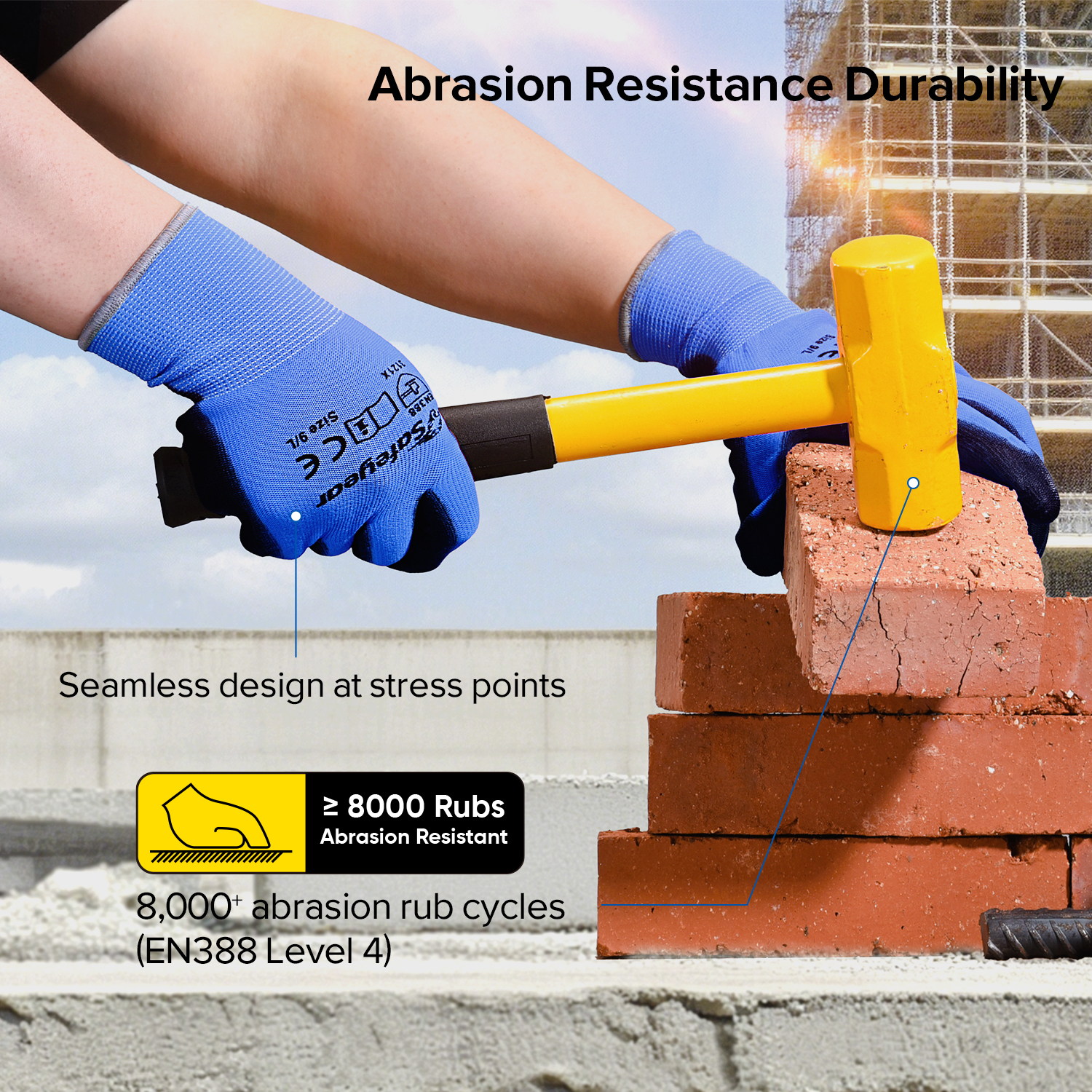 PU Coated Heavy Duty Work Gloves PN8003 Blue