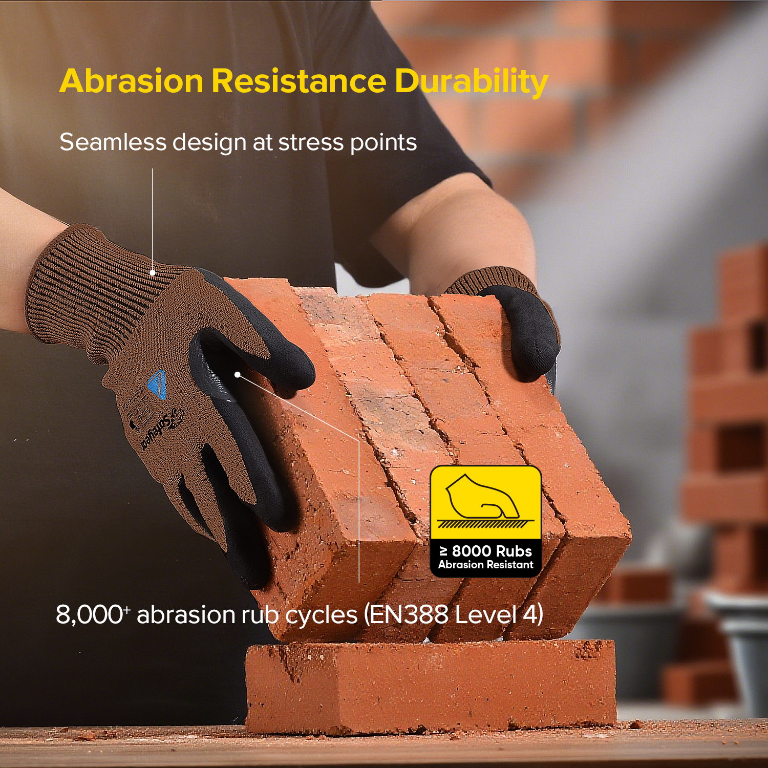 Construction Work Gloves Cut Resistant Safety Work Gloves PD8045 Brown