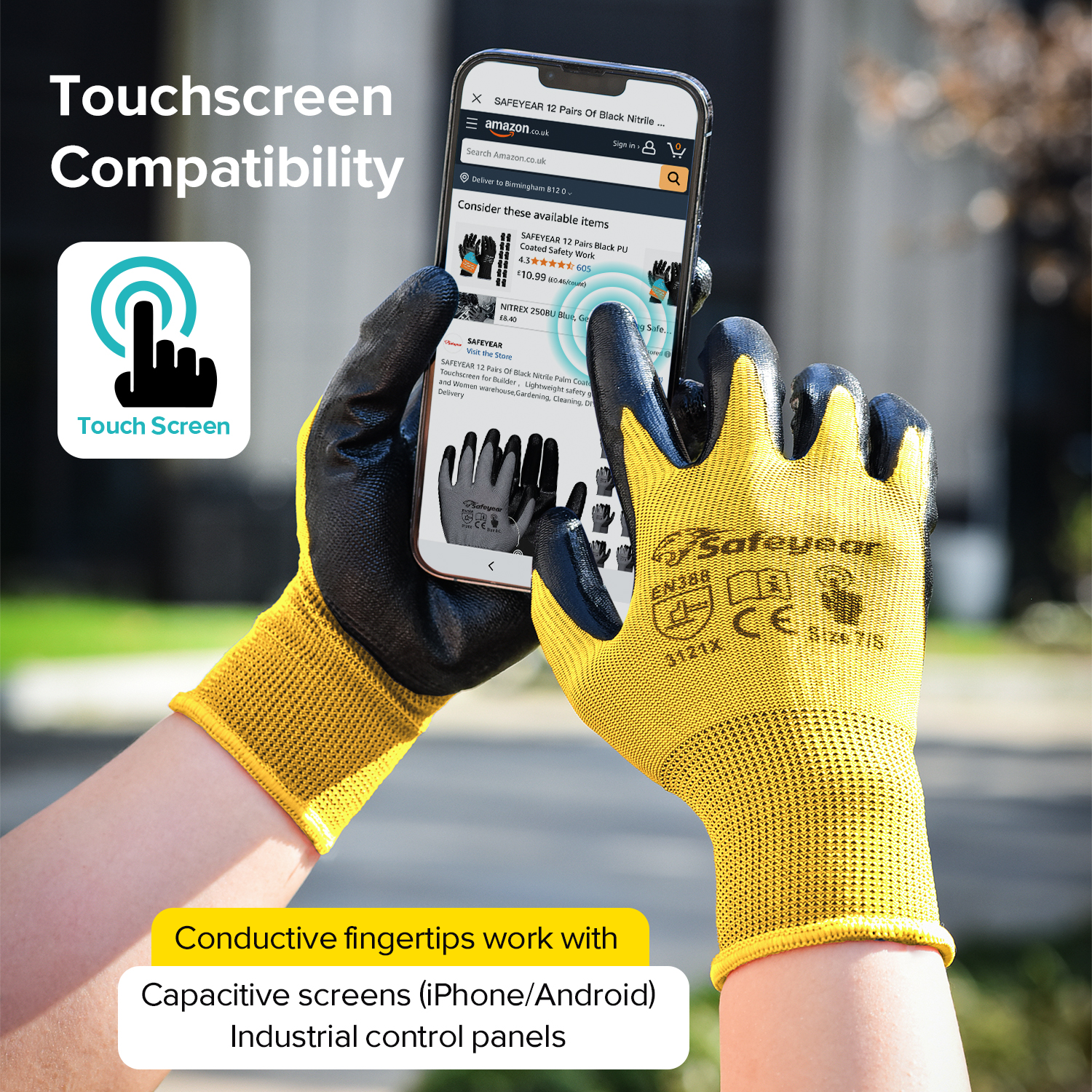 Nitrile Coated Safety Work Gloves N1552 Yellow