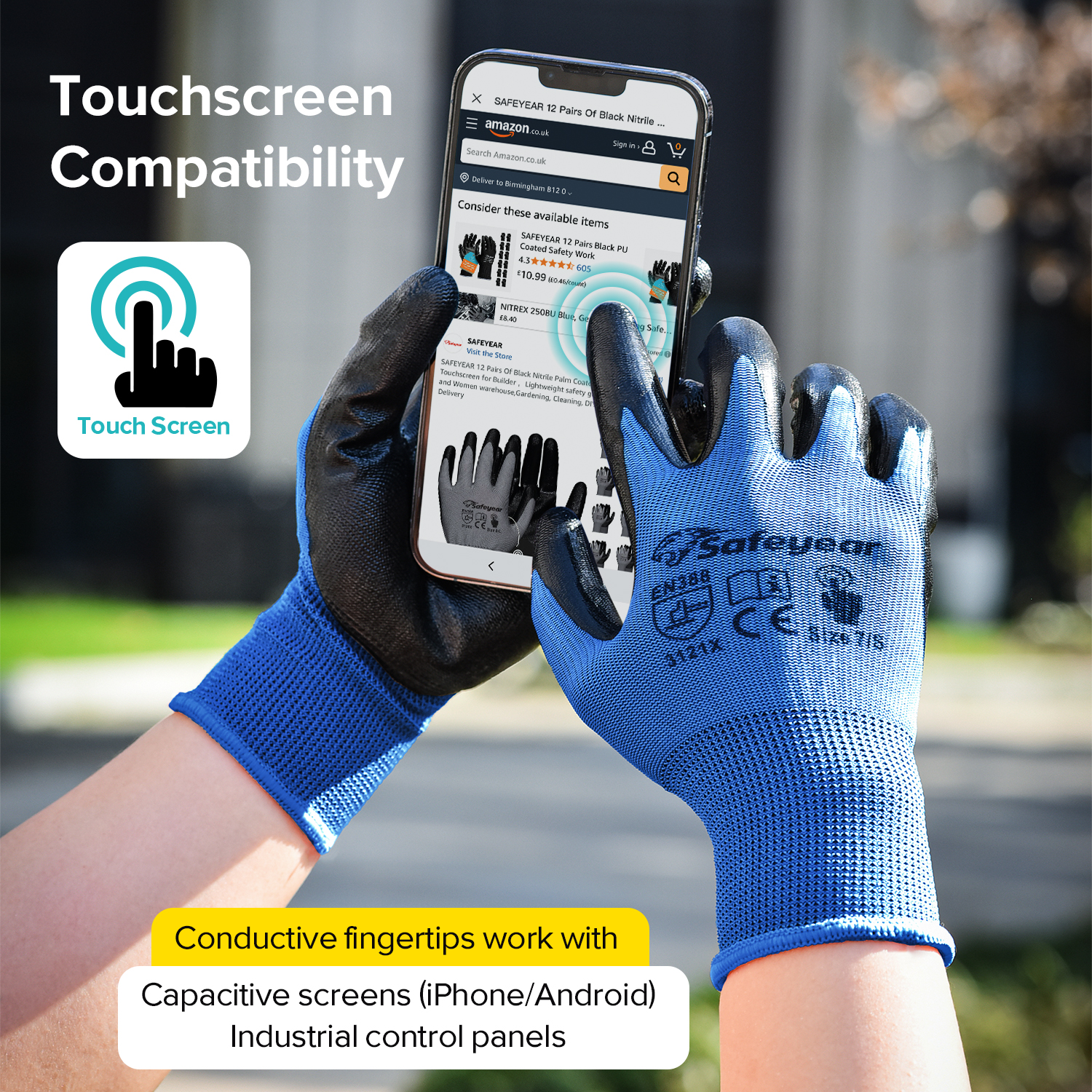 Nitrile Coated Safety Work Gloves N1552 Blue