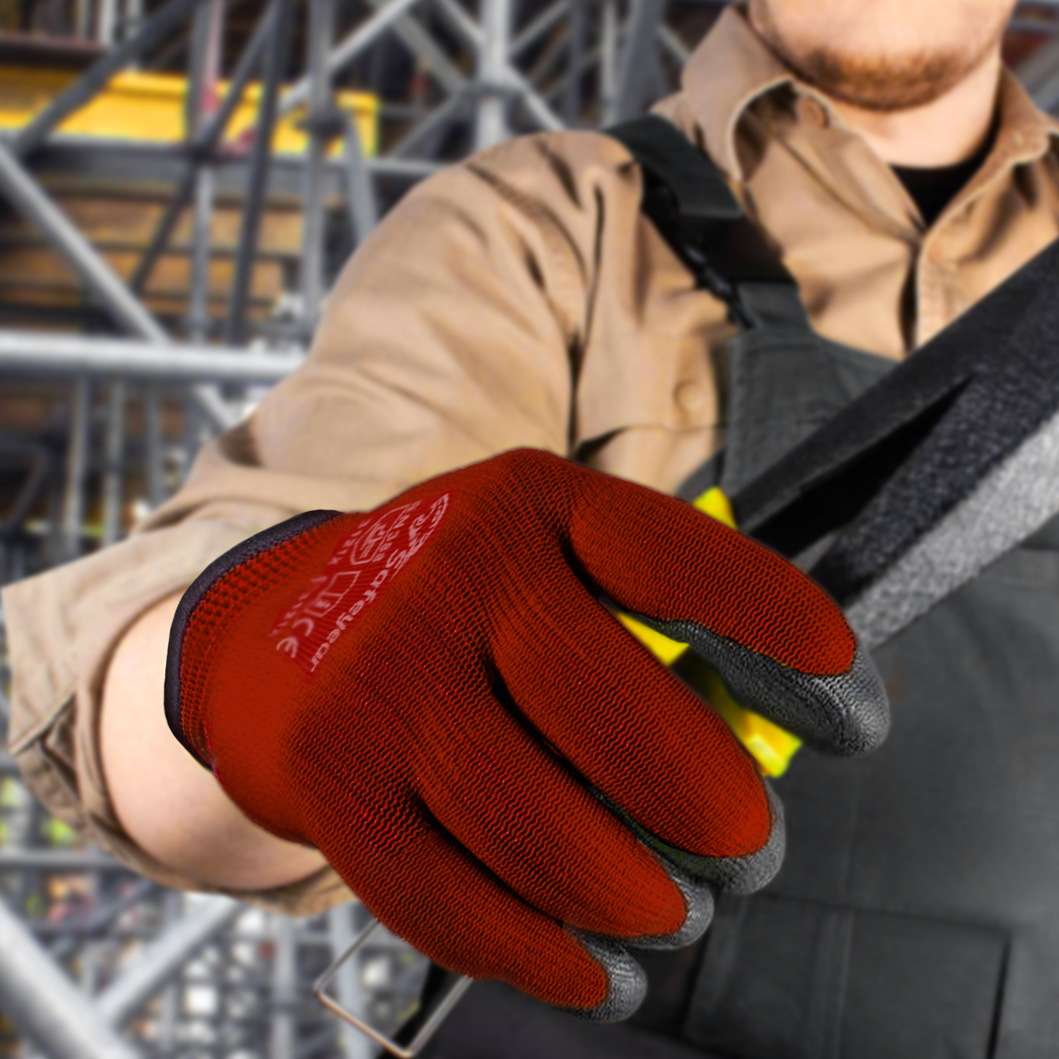 PU Coated Heavy Duty Work Gloves PN8003 Red