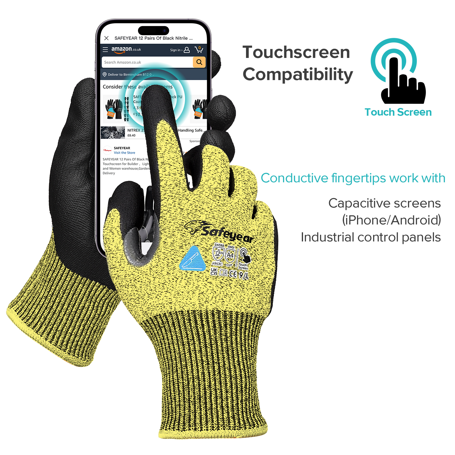 Cut Resistant Safety Work Gloves PD8045 Yellow