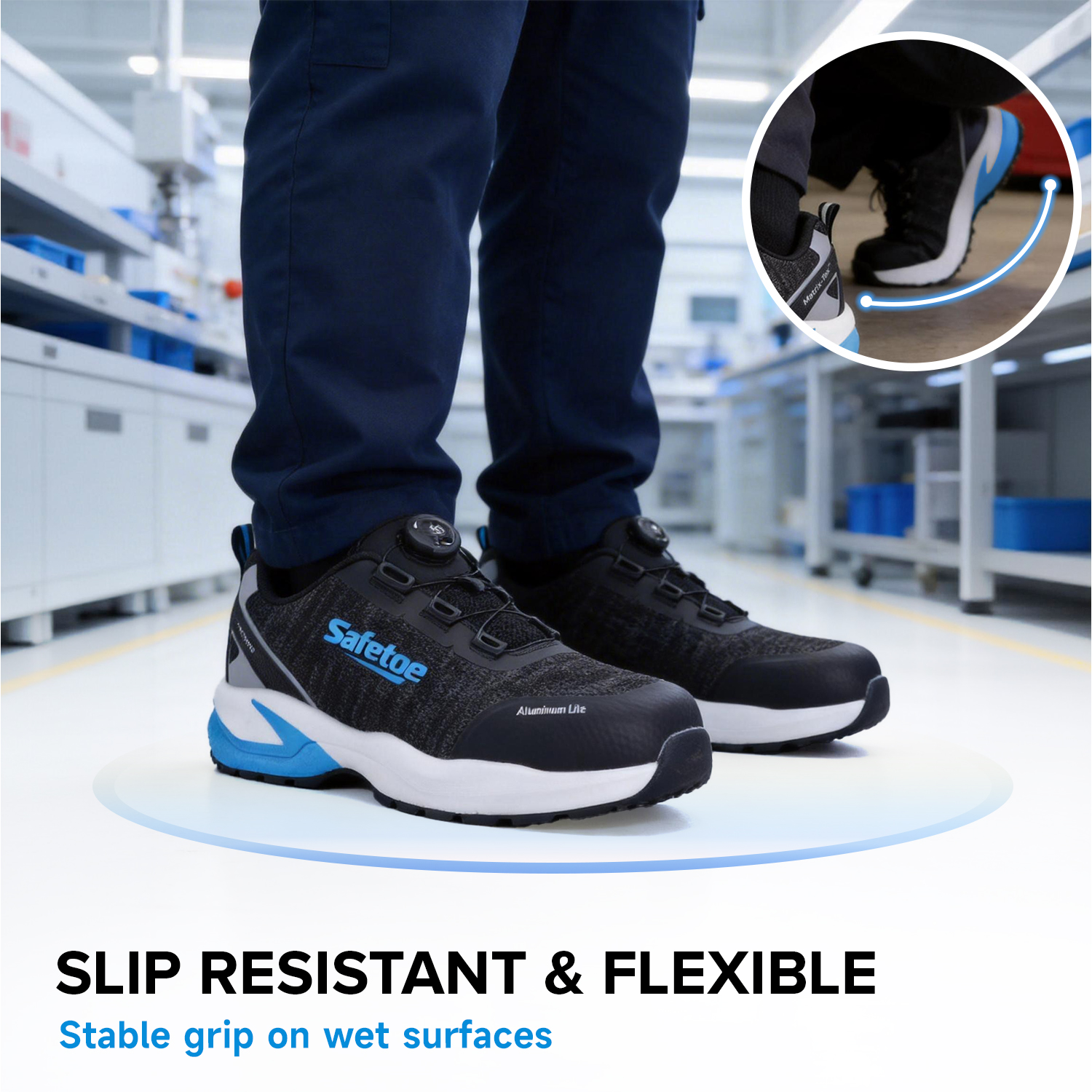 S1P Aluminum Toe & Anti-Slip for Logistics Workers L-7609 Blue
