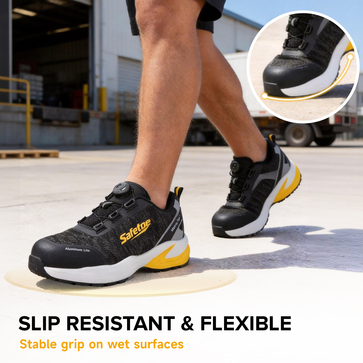 Aluminum Toe Summer Working Safety Shoes Anti-Slip for Logistics Workers L-7609 Yellow