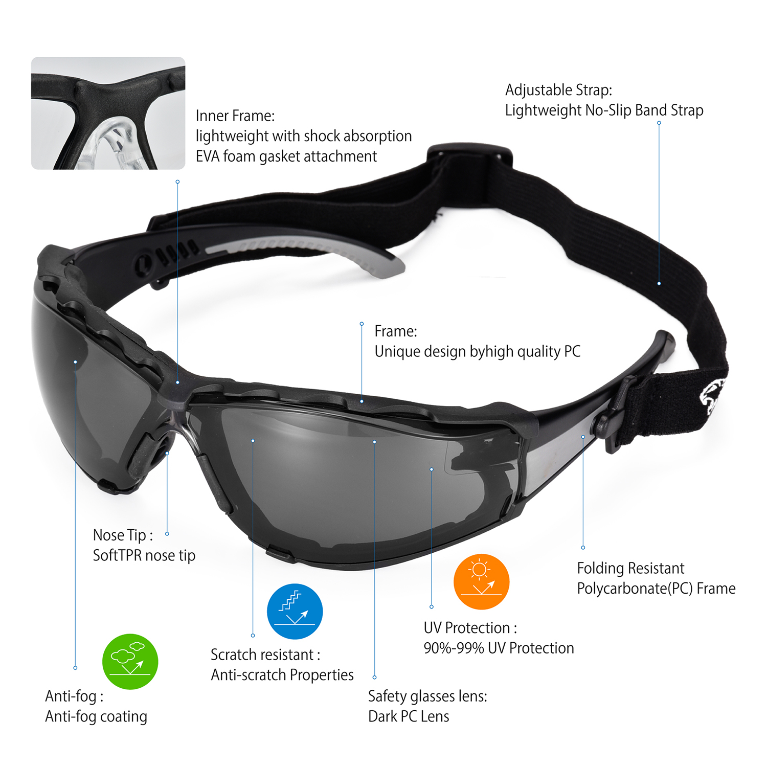 Ready Stock Protective Safety Glasses For Women SG037 Black