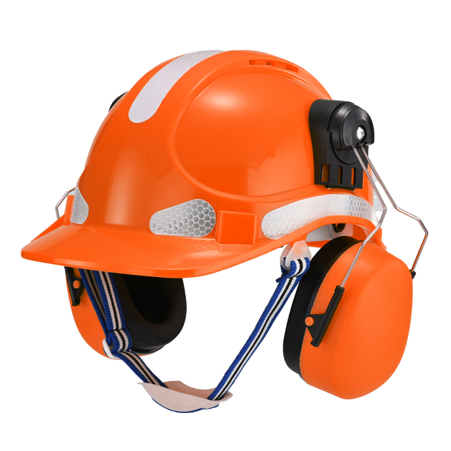  Vented Safety Helmet with Earmuffs Hearing Protection