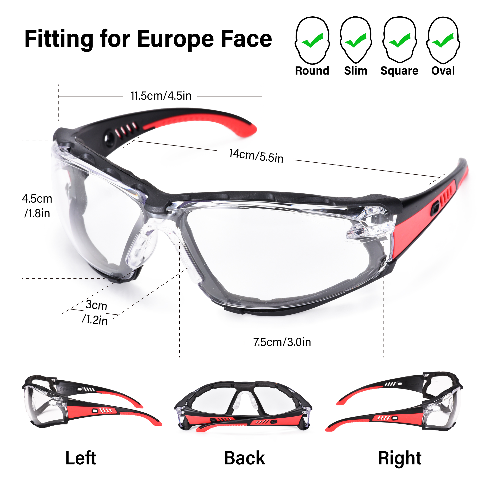 Ready Stock Protective Safety Glasses For Women SG037 Red