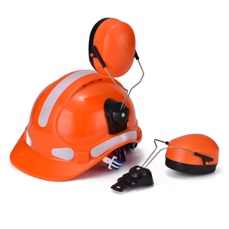  Manufacturing Earmuffs Construction Safety Helmet Abs CE Approved Safety Helmets W-018 Orange