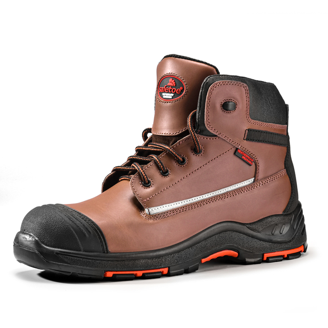 Waterproof Leather Work Boots M-8370 Brown