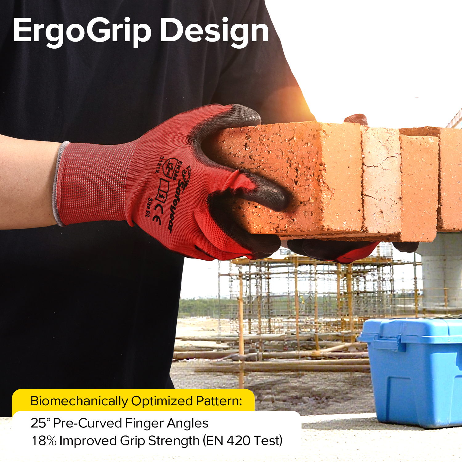 PU Coated Heavy Duty Work Gloves PN8003 Red