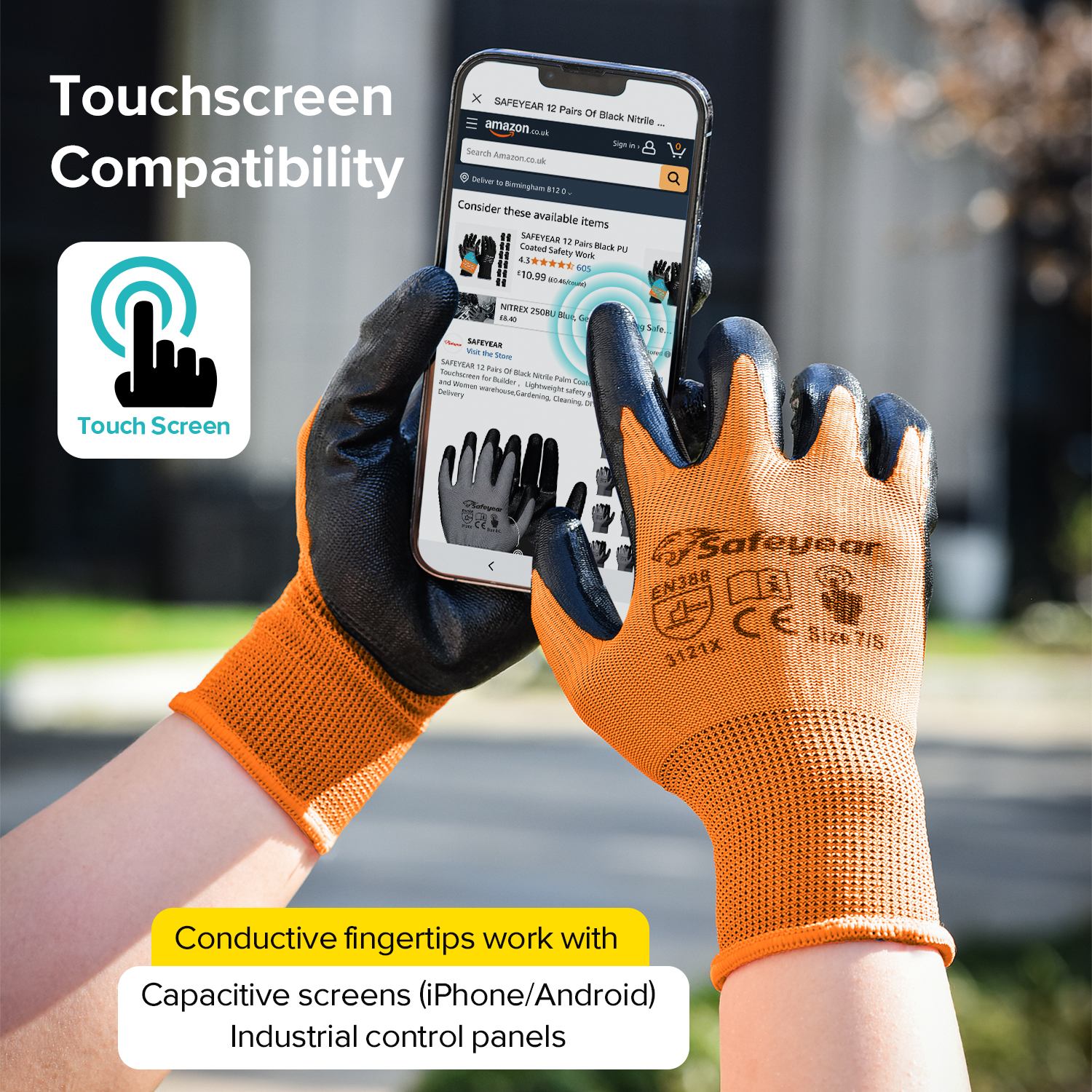 Nitrile Coated Safety Work Gloves N1552 Orange