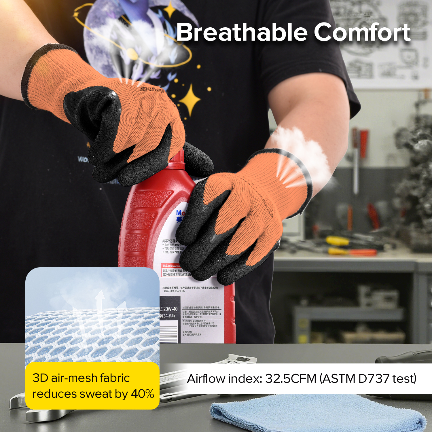 Latex Coated Safety Work Gloves LY-3013 Orange