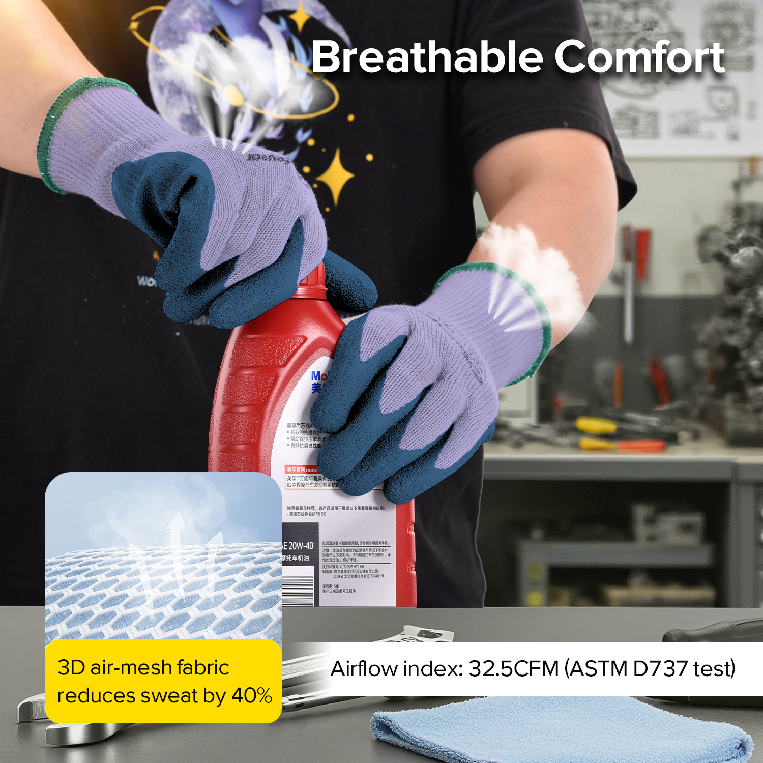 Latex Coated Safety Work Gloves LY-3013 Purple